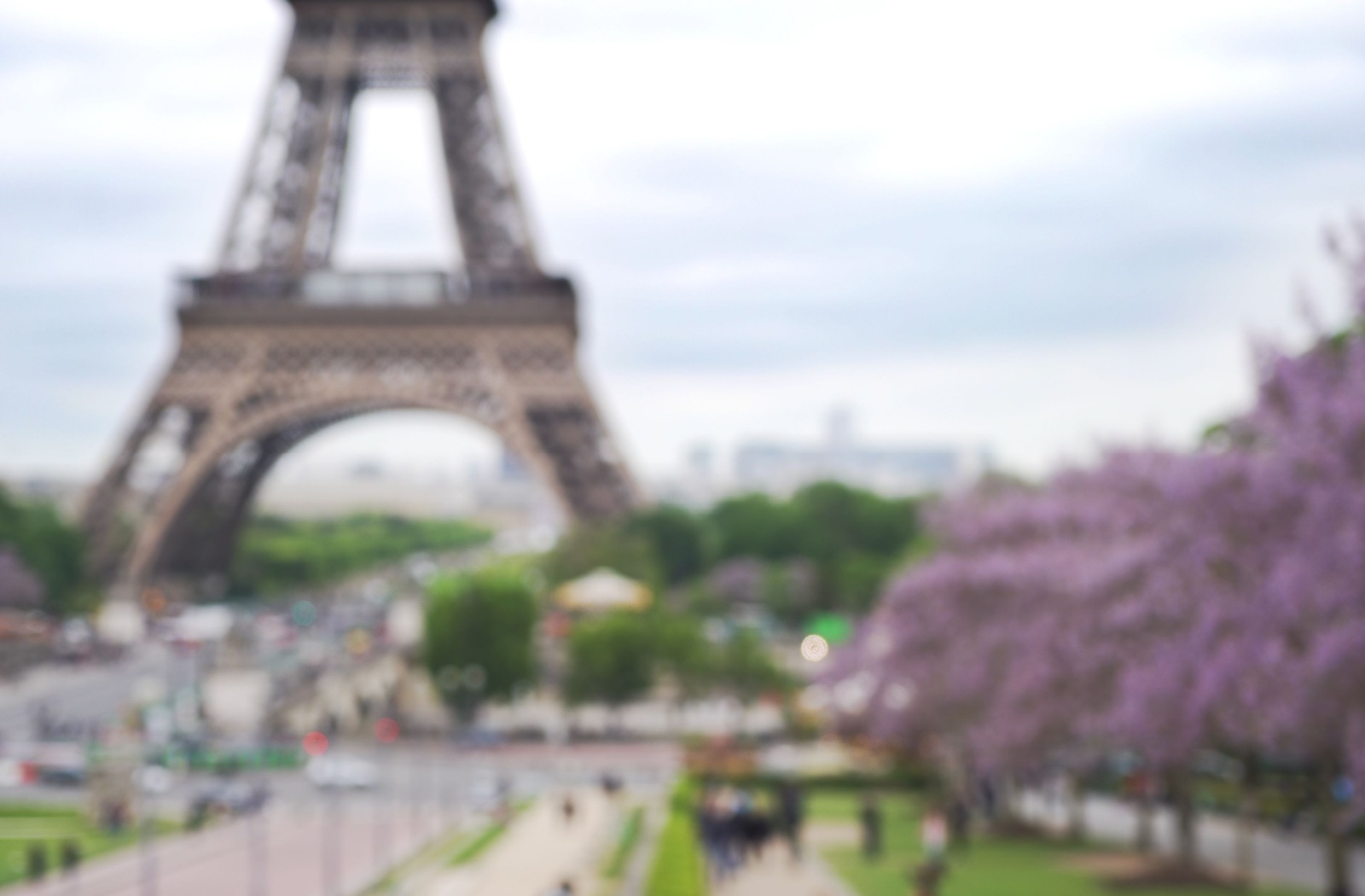 A Myopia view of the Eiffel Tower, blurry in the distance