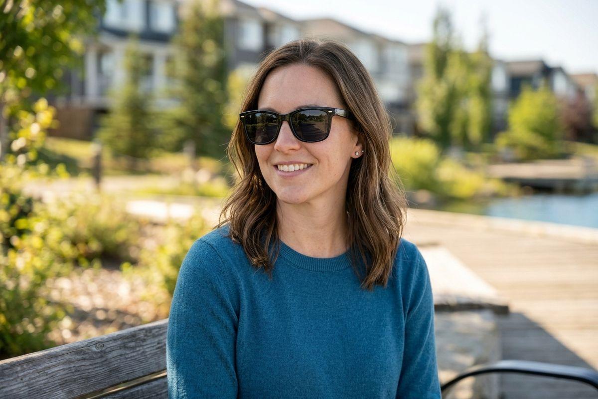 a person wearing sunglasses while outside